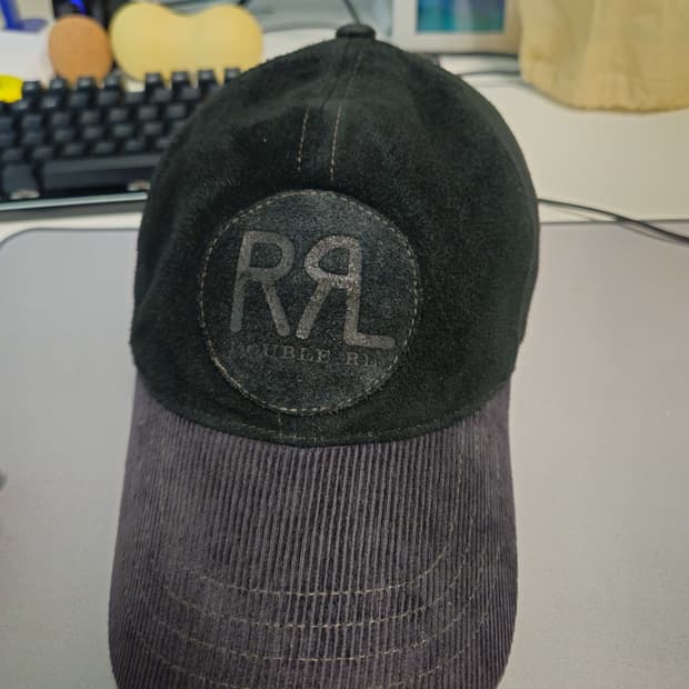 RRL 스웨이드 러프아웃 볼캡 블랙
