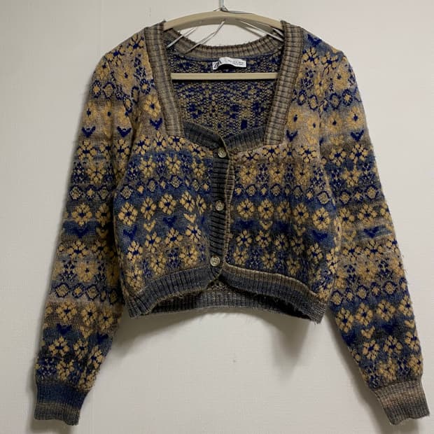 vintage zara flawer crop knit 플라워 가디건
