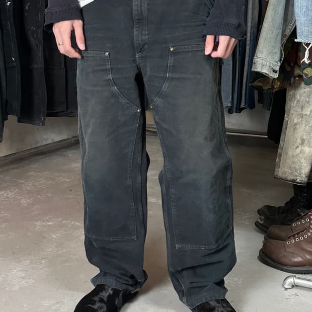 90's OG USA 칼하트 더블니 블랙 칼하트 썩블니 워크팬츠