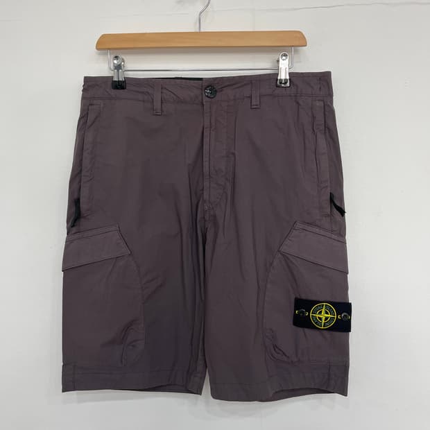 stone island 스트레치 코튼 캔버스 카고 쇼츠 블루그레이