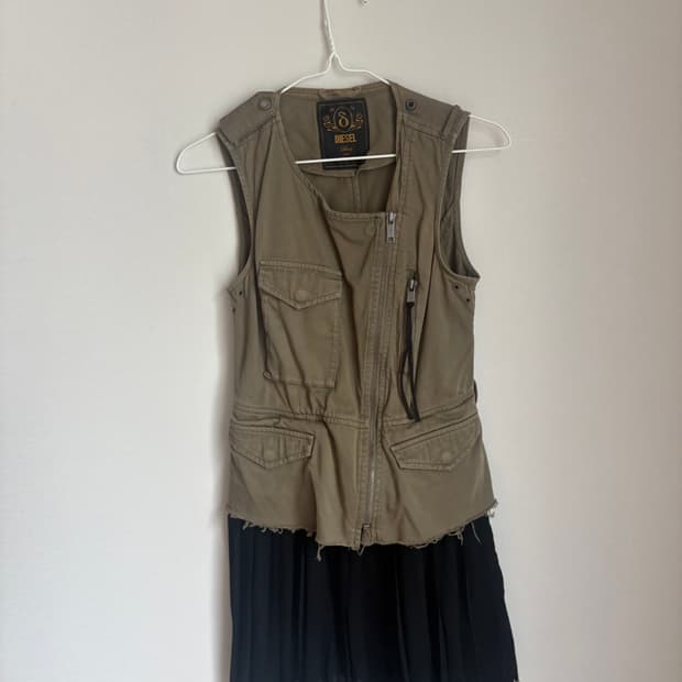 Diesel Military Utility Pleated Dress 