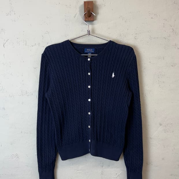 폴로랄프로렌 큐알 인증 걸즈 네이비 니트 가디