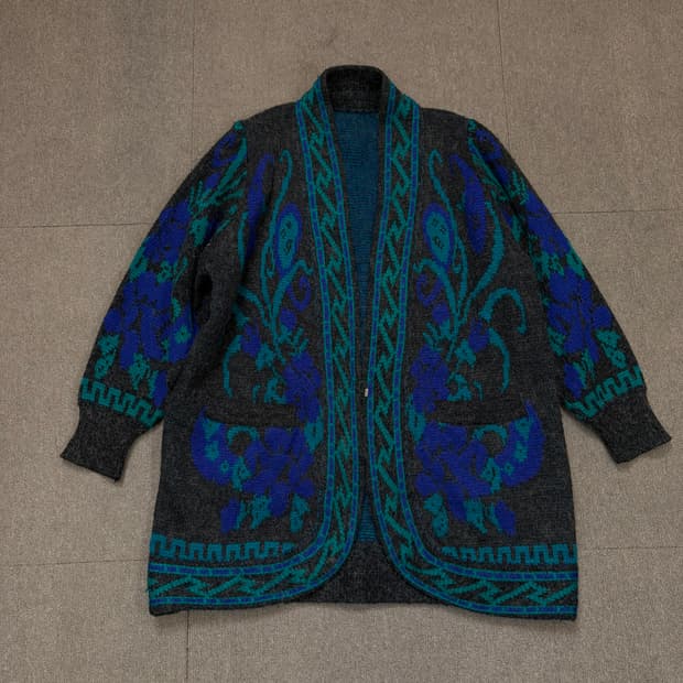 80s japan 빈티지 모헤어 에스닉 율 가디건 