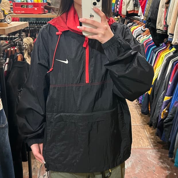 [HI] 나이키 아노락 블랙&레드