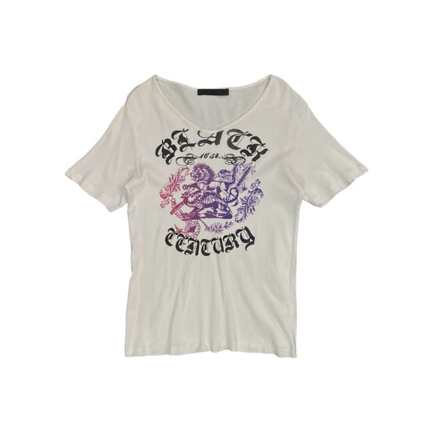 Japanese vtg 펑크 프린팅 골지 반팔 티셔츠