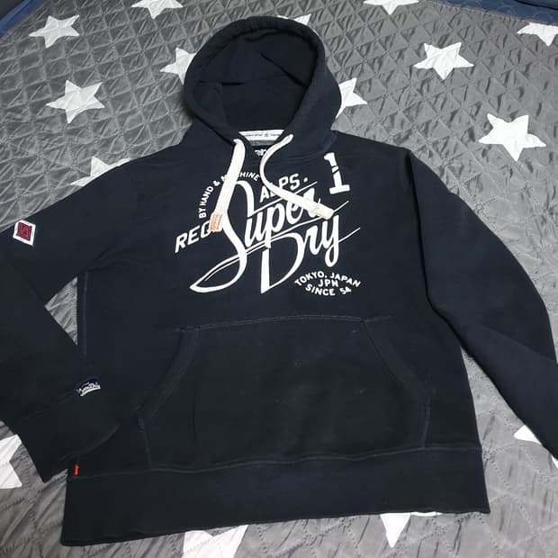 SUPERDRY 수퍼드라이 도쿄재팬 레터링 기모 후드티 블랙 (M)