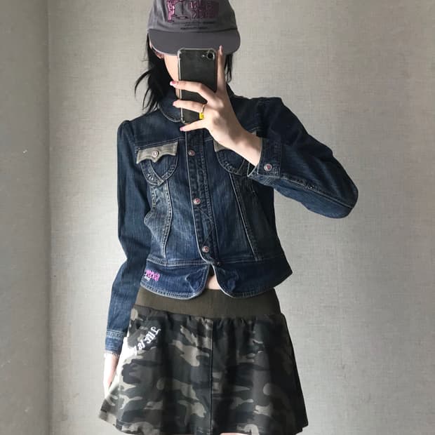 스누피 슬림핏 데님자켓