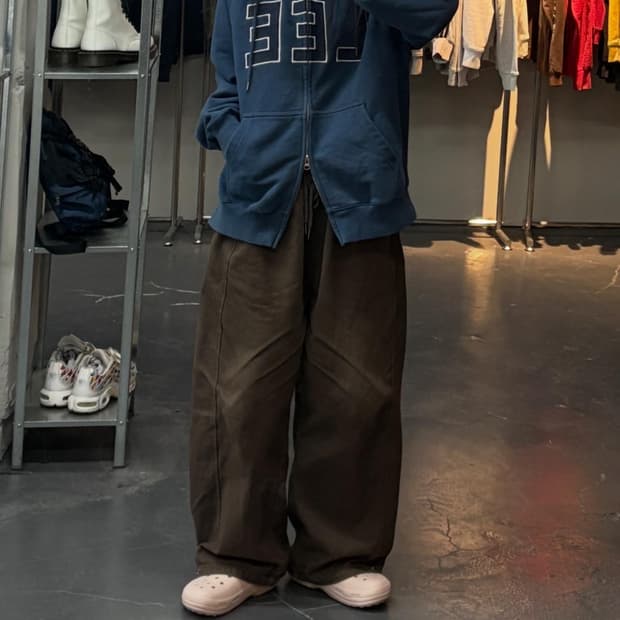 리 데님 아플리케 후드집업 A3076