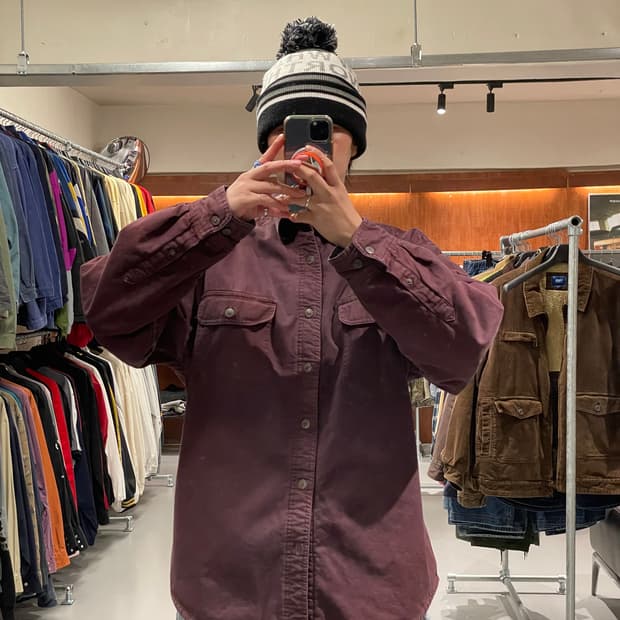 빈티지 버건디 플리스 셔츠