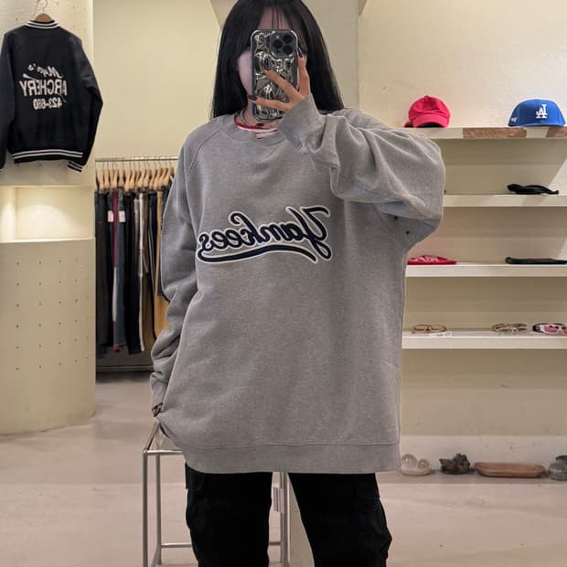 아디다스 뉴욕 양키스 로고 맨투맨 그레이 U1631