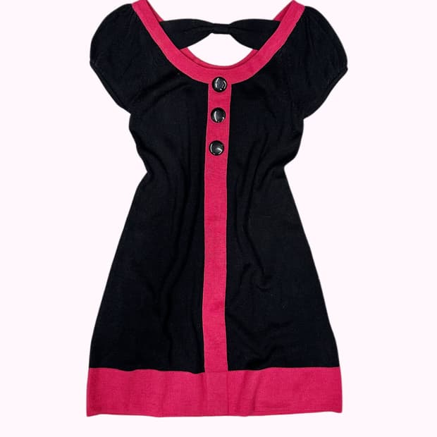 kitsch black pink ribbon dress