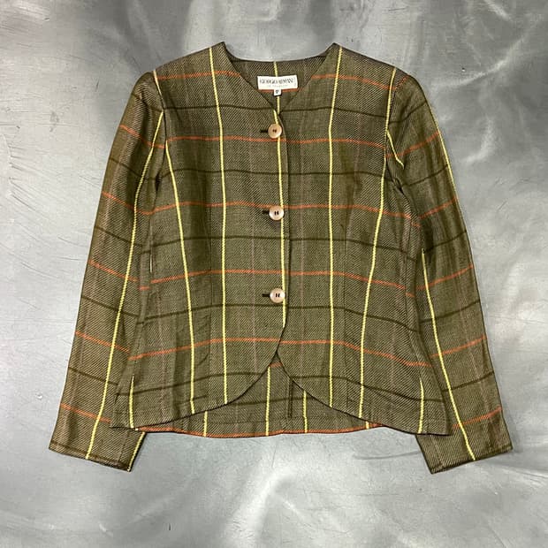  조르지오 아르마니 스트라이프 논카라 자켓 y15929