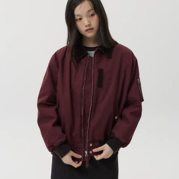 [OS] WASHED COTTON BLOUSON, BURGUNDY