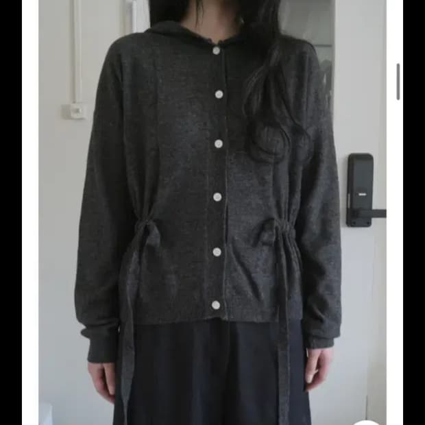 에프터먼데이 후드 셔링 가디건 챠콜