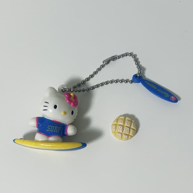 고전 서핑 키티 스크랩 키링 서핑 메론빵 파츠
