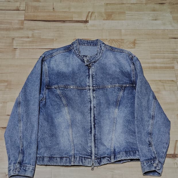 드로잉 워싱 데님 레이서 자켓_Light Blue