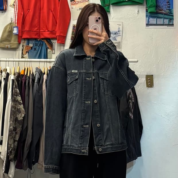 미치코 코시노 런던 90s 워싱 데님 청자켓 L