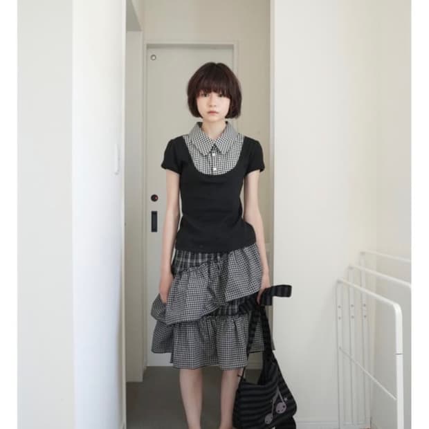 인앤양인하모니 체크 프릴 스커트