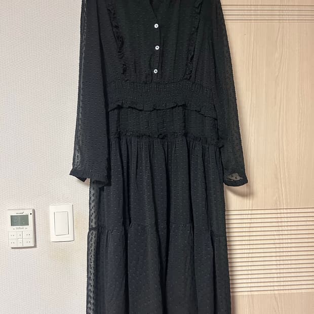 까샤렐 블랙 셔링 롱원피스 55~66