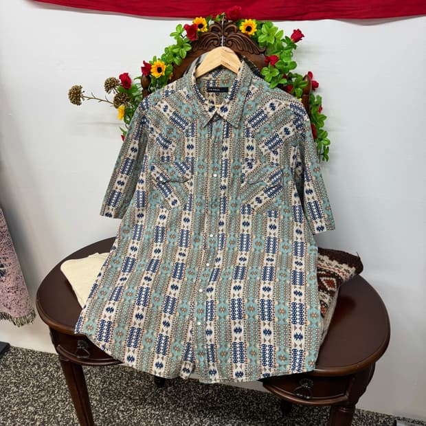틴홀 에스닉 패턴 웨스턴 셔츠 (2XL)  