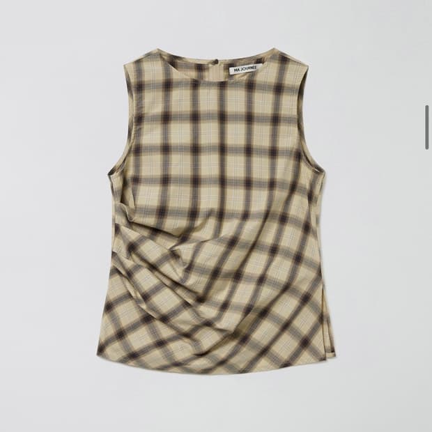 마조네 DRAPE CHECK SLEEVELESS_BEIGE