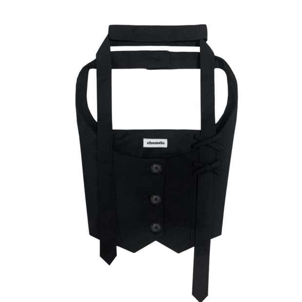 체메씨 리본 트윌 베스트 블랙 새상품