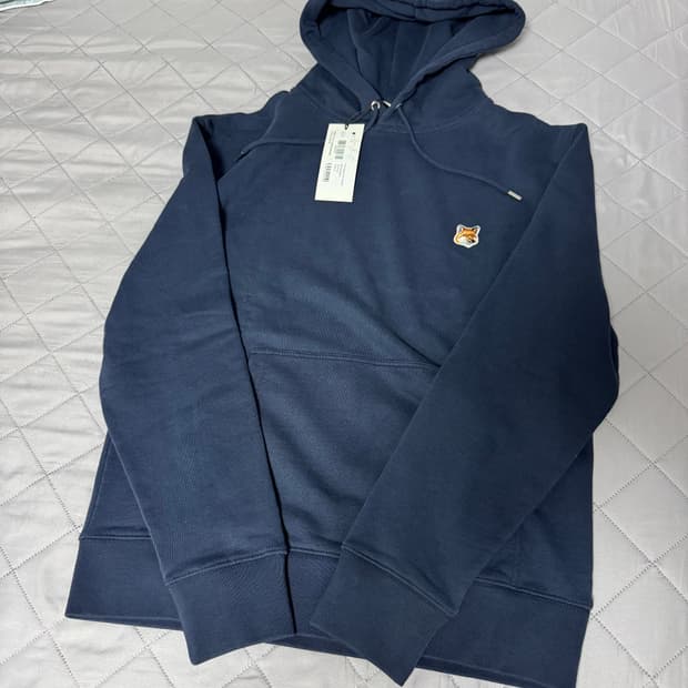 [M] 메종키츠네 폭스헤드 패치 레귤러 후드티 잉크 블루