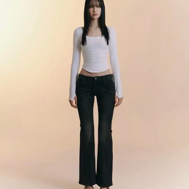 플리즈노팔로우 25빈티지 부츠컷 흑청 M