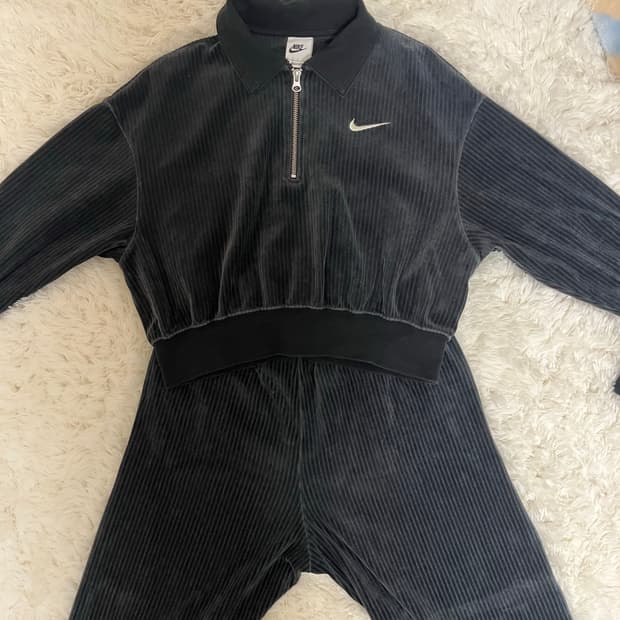 (셋업) 나이키 여성 벨루어 크롭 탑 & 벨루어 레그 팬츠