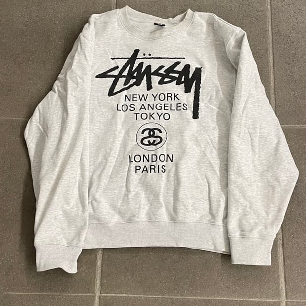 스투시 월드투어 크루넥 애쉬 헤더 2021 