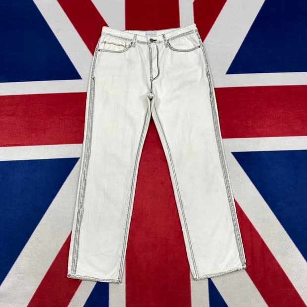 메종미네드 화이트 워싱데님팬츠 48 실측 32