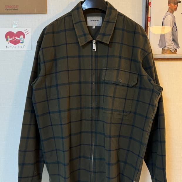 (XL)칼하트WIP 체크 블루종 자켓