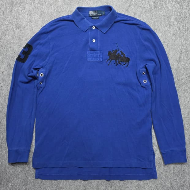 폴로 랄프로렌 럭비 커스텀핏 pk 카라 긴팔티 L