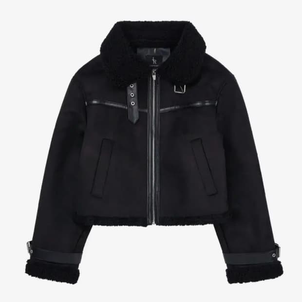 레더리 스웨이드 무스탕 자켓 블랙