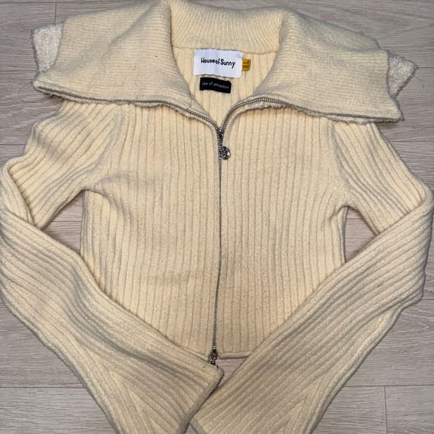 하우스오브서니 House of Sunny 니트 집업 가디건 아이보리