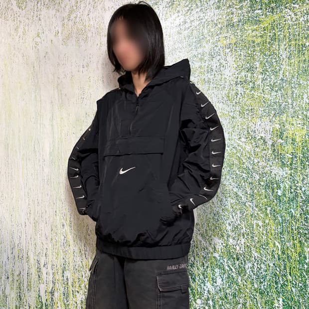 나이키 미드 스우시 아노락 테이핑 바람막이 빅로고 트랙자켓 XL