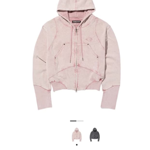 미스치프 벌룬 후드집업 워시드 핑크브라운 s