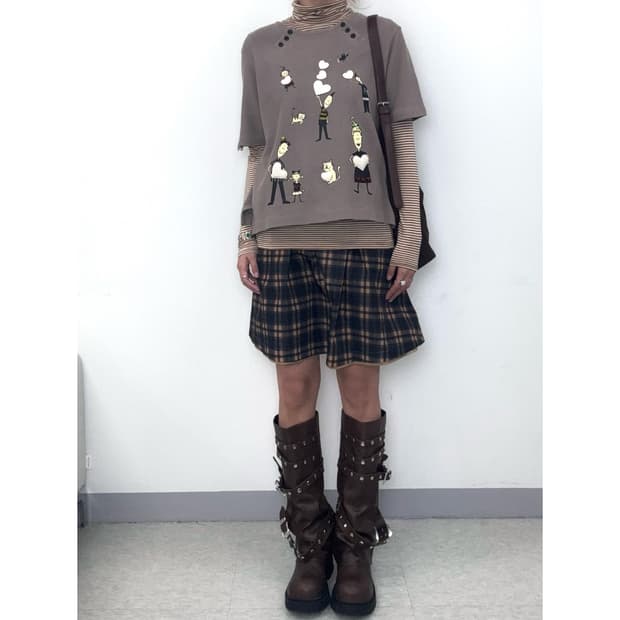 빈티지 리버시블 체크 스커트