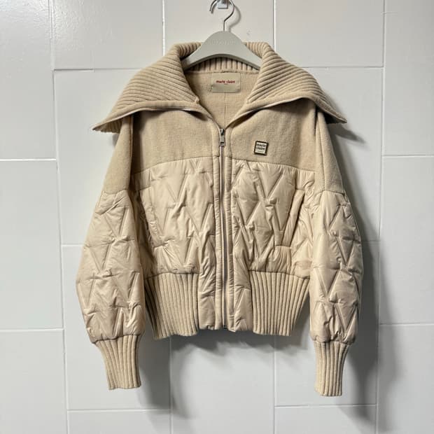 마리끌레르 니트 카라 숏패딩