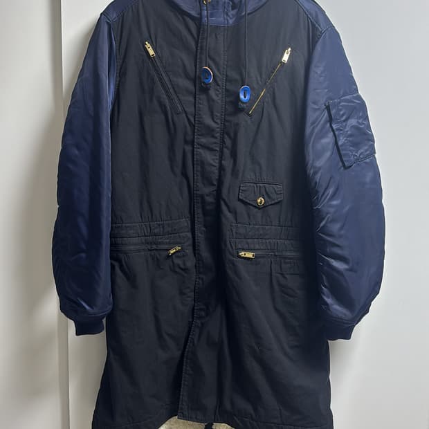 언더커버 알파카 퍼 파카 후드집업 코트