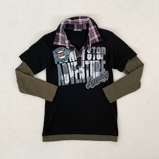 펑크 y2k 캐캐체깔 레이어드 t