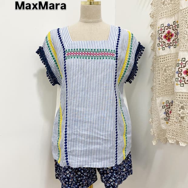 weekend MaxMara 에스닉 자수 린넨 민소매