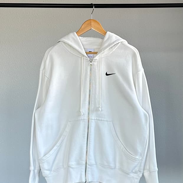 [L]나이키 스우시 화이트 기모 여성 후드집업