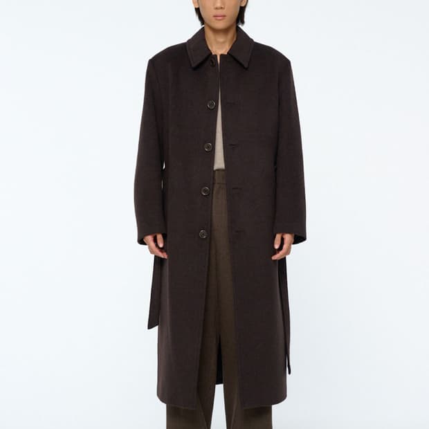 [판매] 아모멘토 25FW 싱글브레스티드 코트 다크브라운 L(새상품)