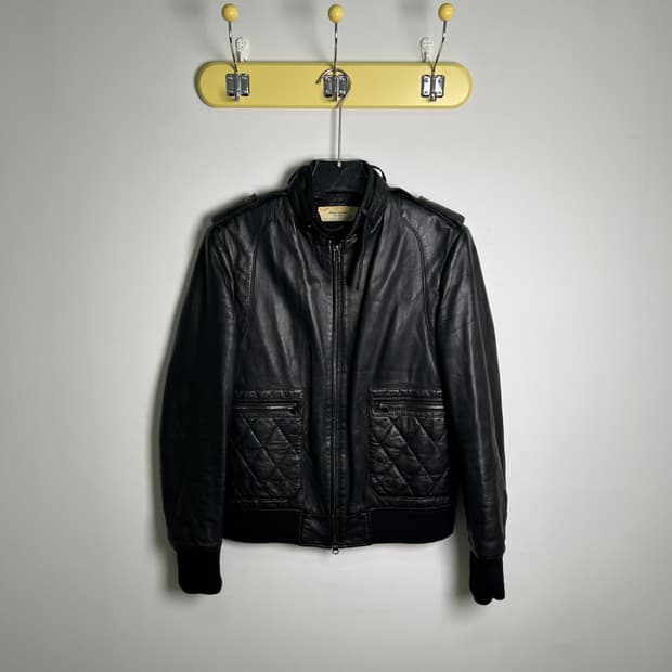 유나이티드 애로우즈 블랙 누빔 양가죽 블루종 자켓 