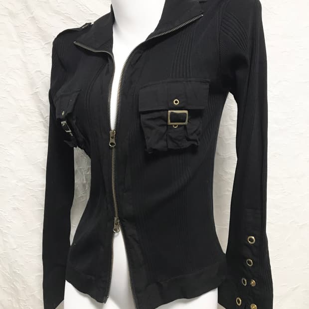 빈티지 beaumere 투웨이 금장 포켓 골지 집업