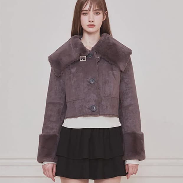 낫유어로즈 리버시블 세일러 무스탕 차콜