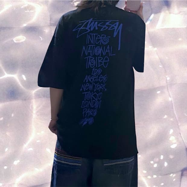 스투시 트라이브 스택 반팔 티셔츠 블랙 XL