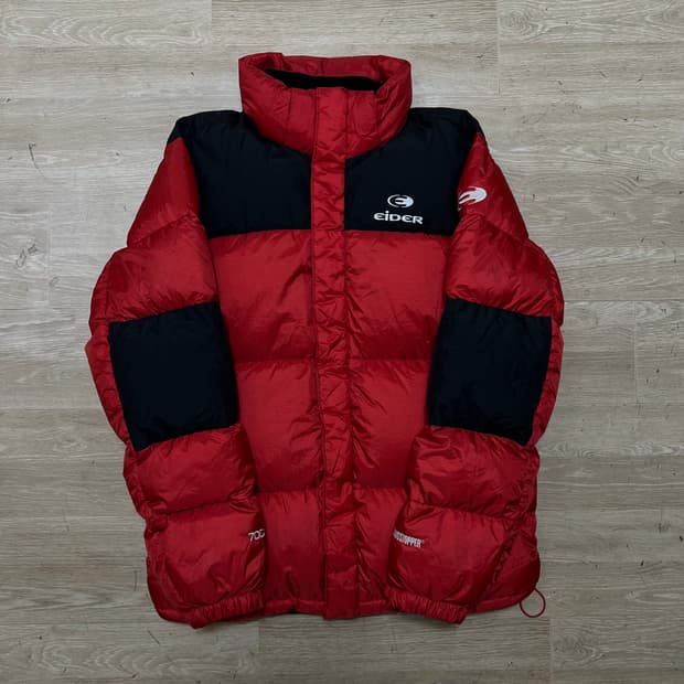아이더 윈드스토퍼 구스다운 700 투톤 배색 패딩 [레드] L/100