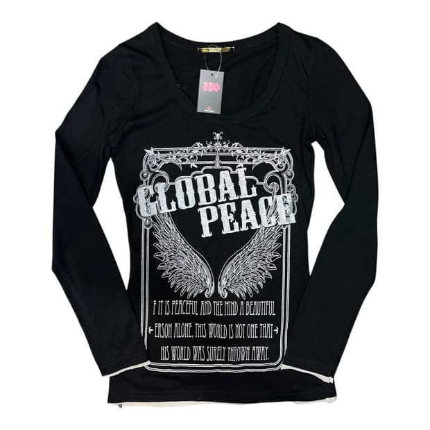 날개프린팅 백 그런지 포인트 긴팔티 펑크y2k